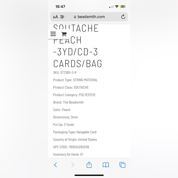 THREE Soutache ornamental braid for jewelry design, peach, 3 yd, the beadsmith - Picture 5 of 6